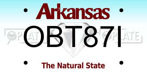 OBT87I Arkansas License Plate