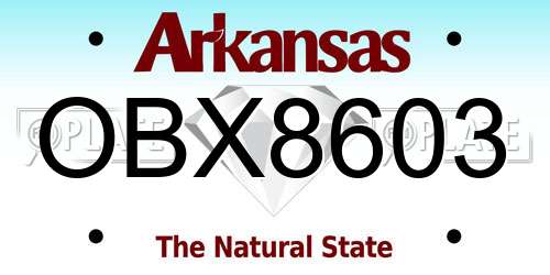 OBX8603 Arkansas License Plate