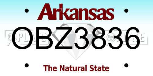 OBZ3836 Arkansas License Plate