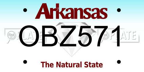OBZ571 Arkansas License Plate