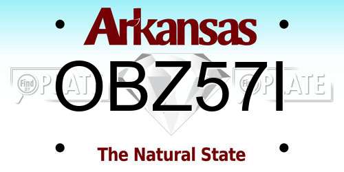OBZ57I Arkansas License Plate