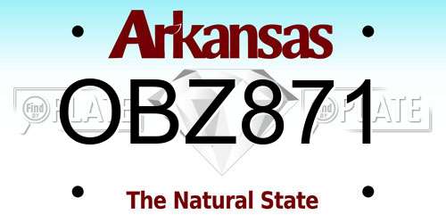 OBZ871 Arkansas License Plate