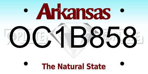 OC1B858 Arkansas License Plate