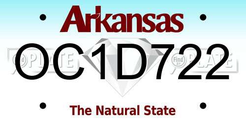 OC1D722 Arkansas License Plate