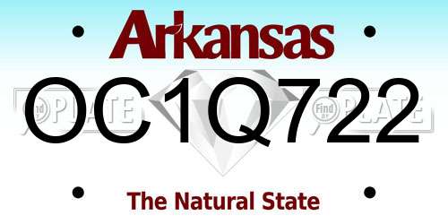 OC1Q722 Arkansas License Plate