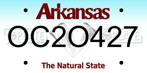 OC2O427 Arkansas License Plate