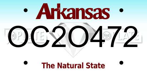 OC2O472 Arkansas License Plate