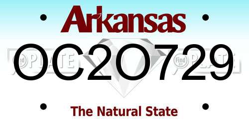 OC2O729 Arkansas License Plate