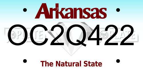 OC2Q422 Arkansas License Plate