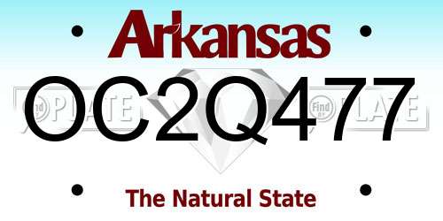OC2Q477 Arkansas License Plate