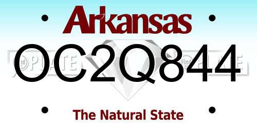 OC2Q844 Arkansas License Plate