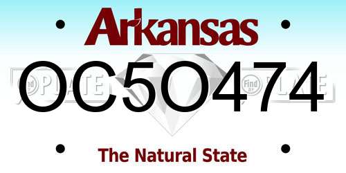 OC5O474 Arkansas License Plate
