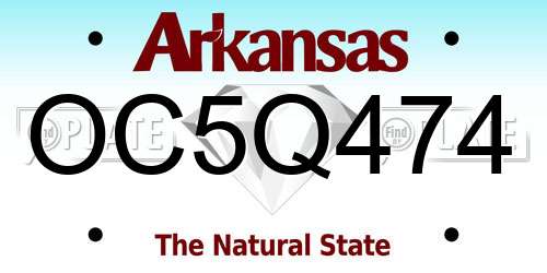 OC5Q474 Arkansas License Plate