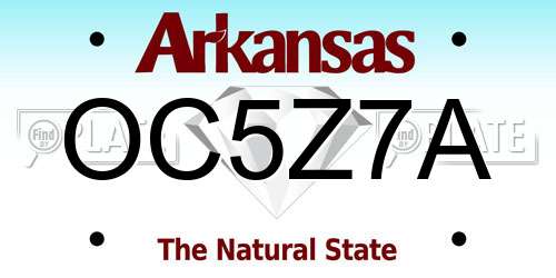 OC5Z7A Arkansas License Plate