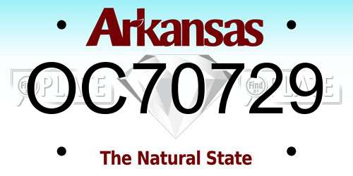 OC70729 Arkansas License Plate