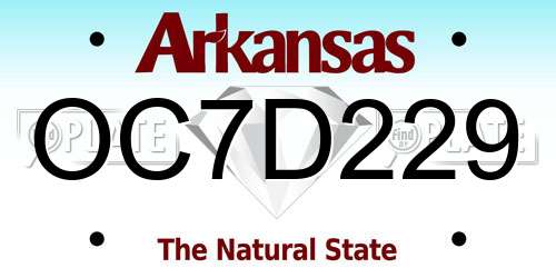 OC7D229 Arkansas License Plate