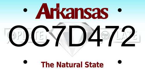 OC7D472 Arkansas License Plate