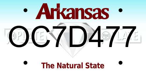 OC7D477 Arkansas License Plate