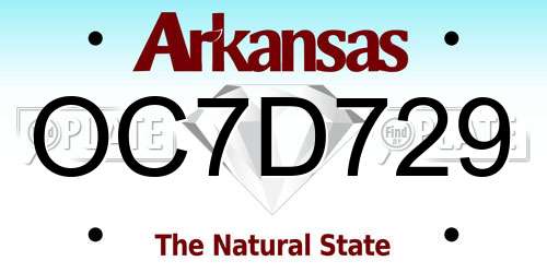 OC7D729 Arkansas License Plate