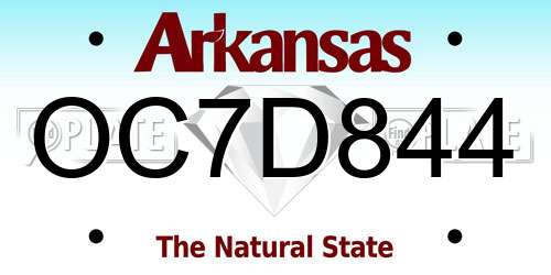 OC7D844 Arkansas License Plate