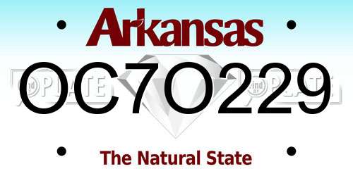 OC7O229 Arkansas License Plate