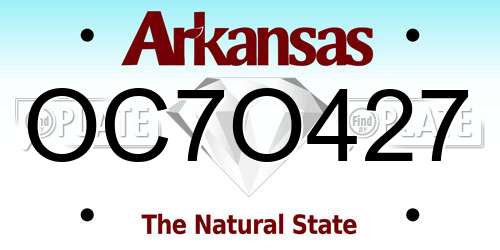 OC7O427 Arkansas License Plate