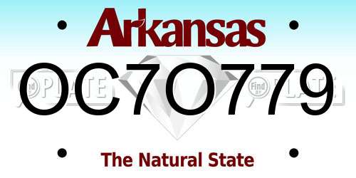 OC7O779 Arkansas License Plate