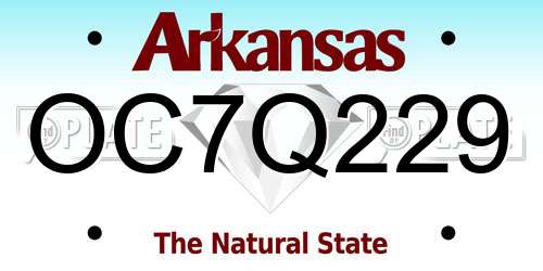 OC7Q229 Arkansas License Plate