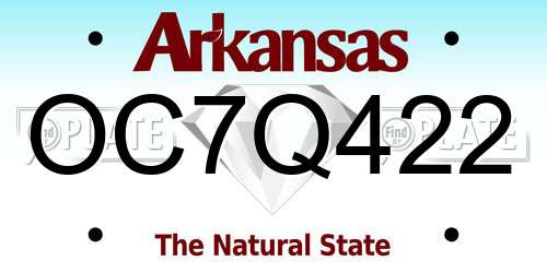 OC7Q422 Arkansas License Plate