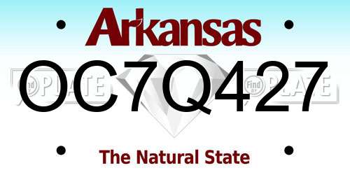 OC7Q427 Arkansas License Plate