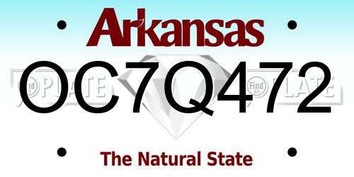 OC7Q472 Arkansas License Plate
