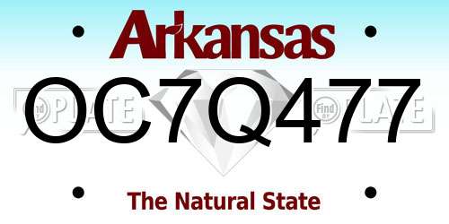 OC7Q477 Arkansas License Plate