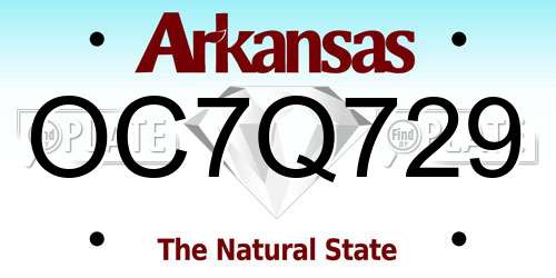 OC7Q729 Arkansas License Plate