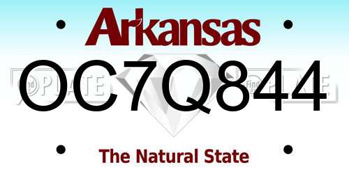 OC7Q844 Arkansas License Plate