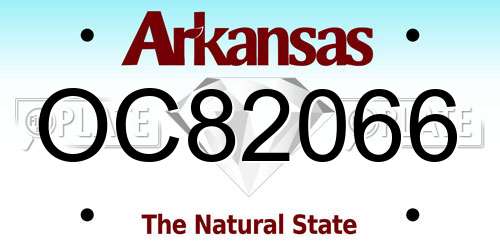 OC82066 Arkansas License Plate