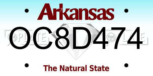 OC8D474 Arkansas License Plate