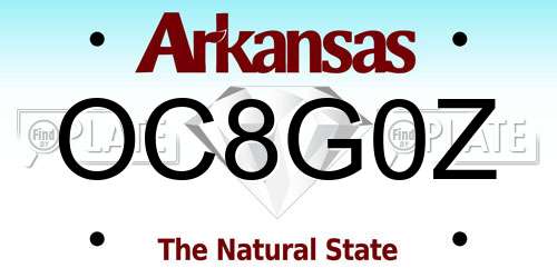 OC8G0Z Arkansas License Plate