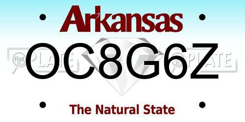 OC8G6Z Arkansas License Plate