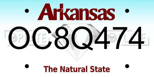 OC8Q474 Arkansas License Plate