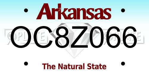 OC8Z066 Arkansas License Plate