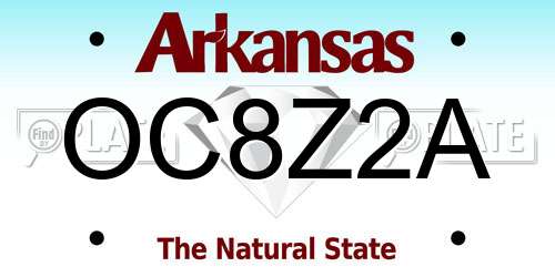 OC8Z2A Arkansas License Plate