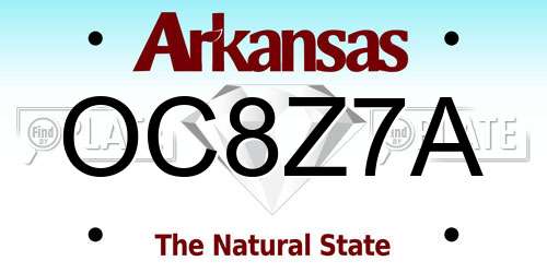 OC8Z7A Arkansas License Plate