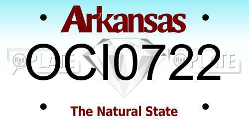 OCI0722 Arkansas License Plate