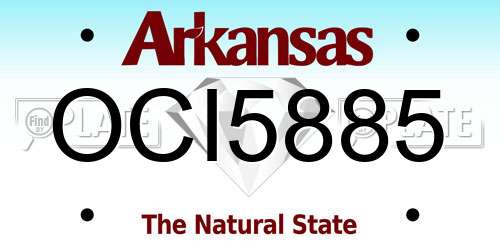 OCI5885 Arkansas License Plate
