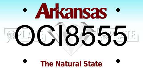 OCI8555 Arkansas License Plate