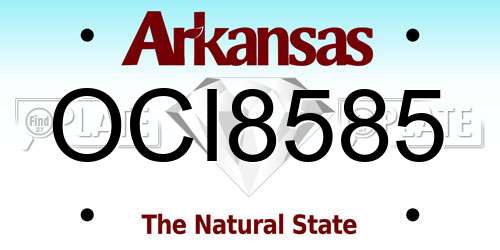 OCI8585 Arkansas License Plate