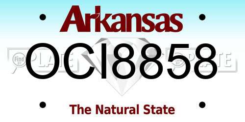 OCI8858 Arkansas License Plate