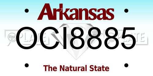 OCI8885 Arkansas License Plate