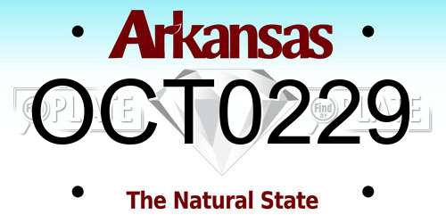 OCT0229 Arkansas License Plate