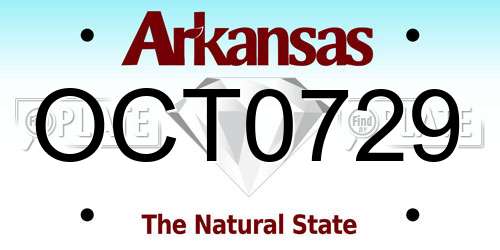OCT0729 Arkansas License Plate